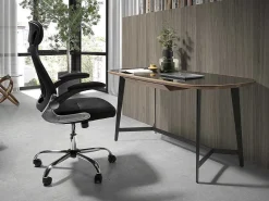 Walnoot En Zwart Getint Glazen Bureau 3137-Angel Cerda Discount