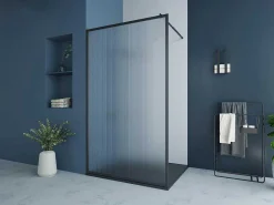 Wand Voor Inloopdouche Met Structuurglas - 120 X 200 Cm, Mat Zwart - Virana-Shower & Design Sale