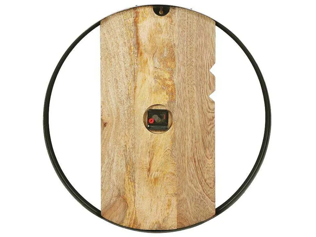 Wandklok In Twee Materialen - D61 Cm - Hout En Metaal - Licht Hout En Zwart - Galou-OZAIA Hot