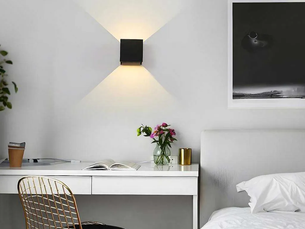 Wandlamp Met Ledverlichting Van Aluminium - D10 Cm X H10 - Zwart - Paisley-OZAIA Clearance