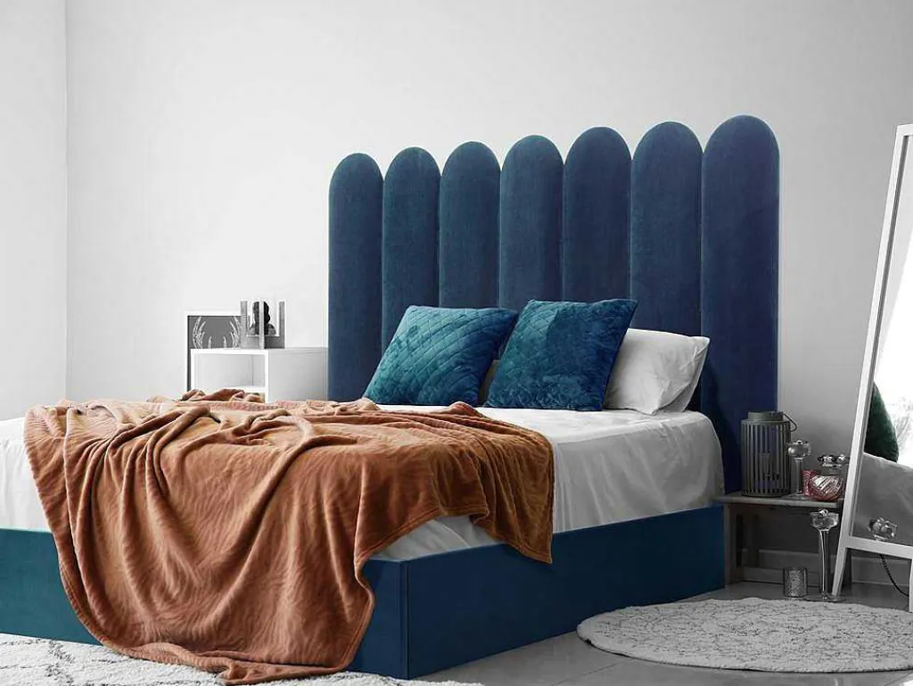 Wandpaneel Voor Hoofdeinde Japi - 210 Cm - Fluweel - Blauw - Van-PASCAL MORABITO New