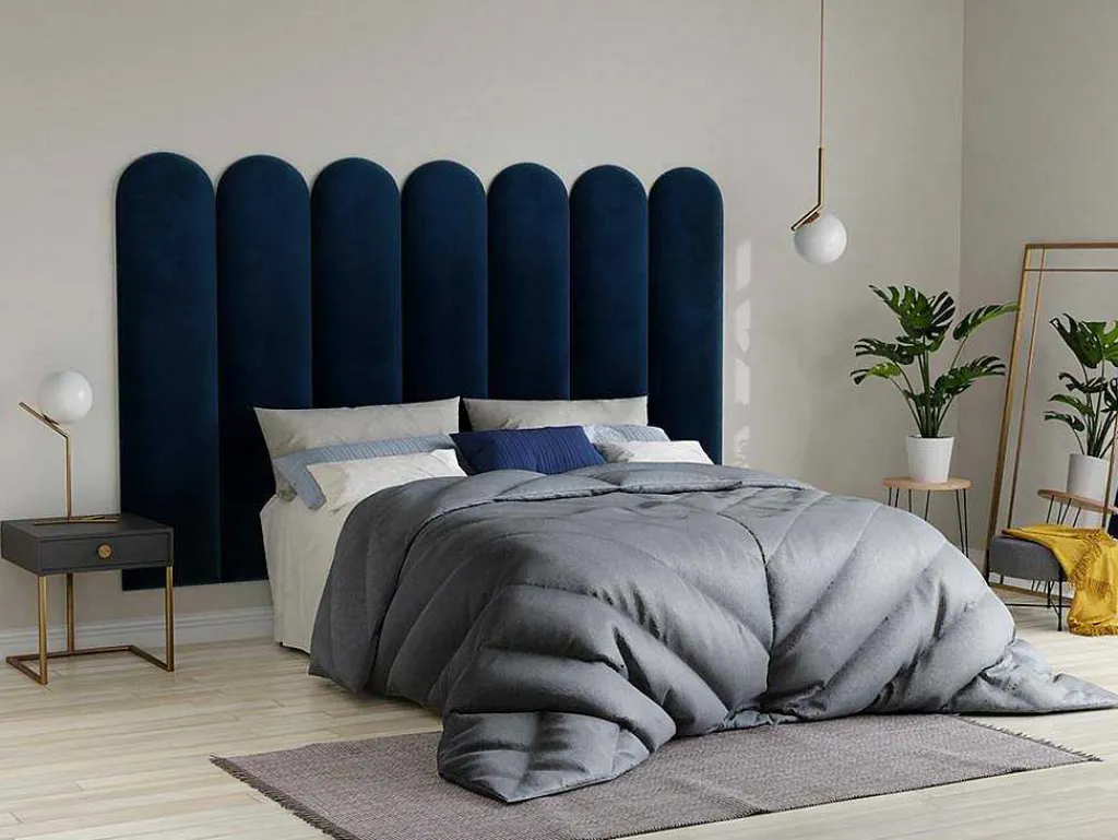Wandpaneel Voor Hoofdeinde Japi - 210 Cm - Fluweel - Blauw - Van-PASCAL MORABITO New