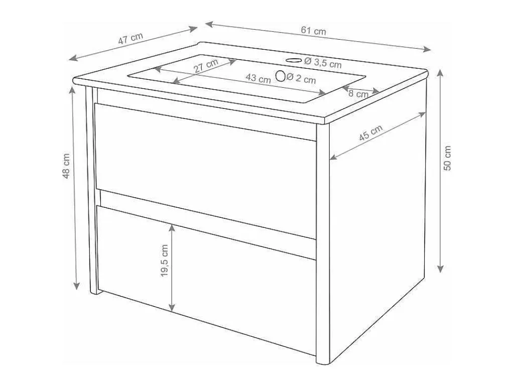 Wastafel + Wastafelmeubel Mcw-B19, Zwart-Vente-unique Sale