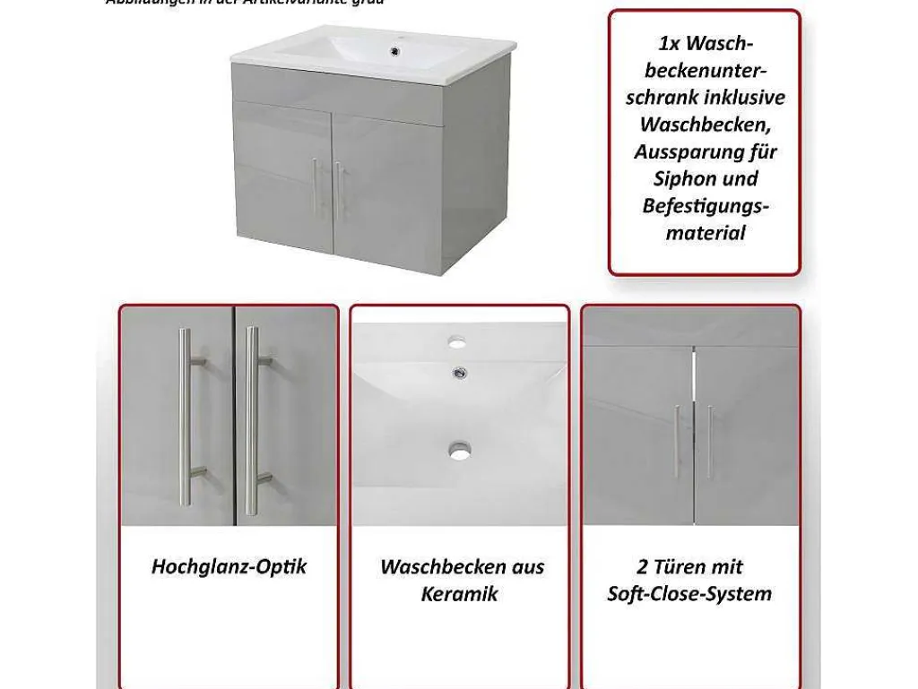 Wastafel + Wastafelmeubel Mcw-D16, Wit-Vente-unique