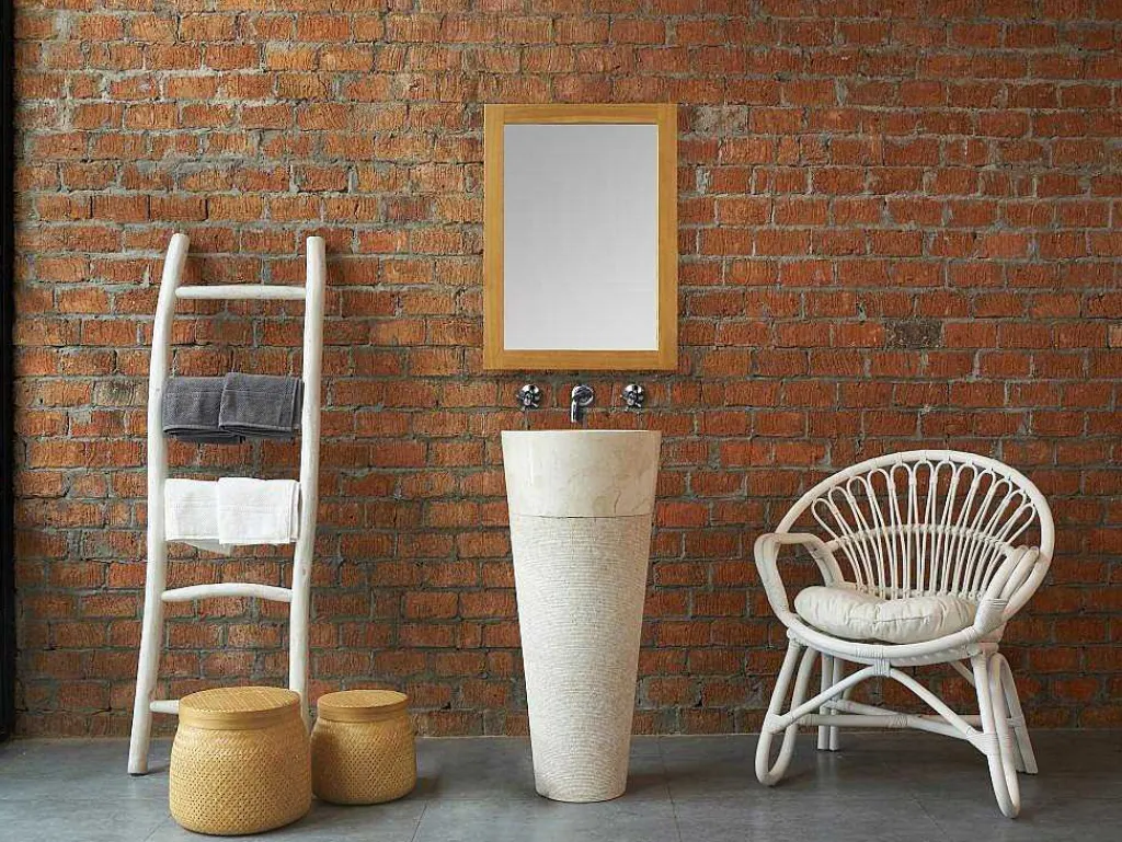 Wastafel Badkamer Op Voet Van Marmer Lanta - Kleur Creme-Shower & Design New