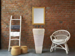 Wastafel Badkamer Op Voet Van Marmer Mido - Kleur Creme En Grijs-Shower & Design Clearance