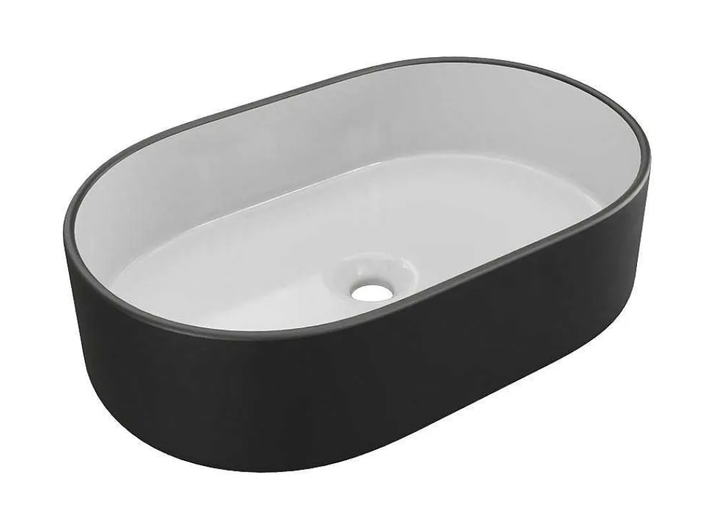 Wastafel Iwa - Tweekleurig Zwart En Binnenkant Wit-Shower & Design Clearance