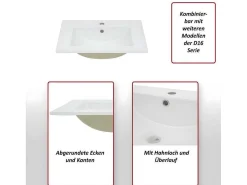 Wastafel Mcw-D16, 61Cm 18Mm Rand-Vente-unique Discount