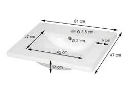 Wastafel Mcw-D16, 61Cm 30Mm Rand-Vente-unique Outlet