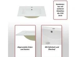 Wastafel Mcw-D16, 61Cm 30Mm Rand-Vente-unique Outlet
