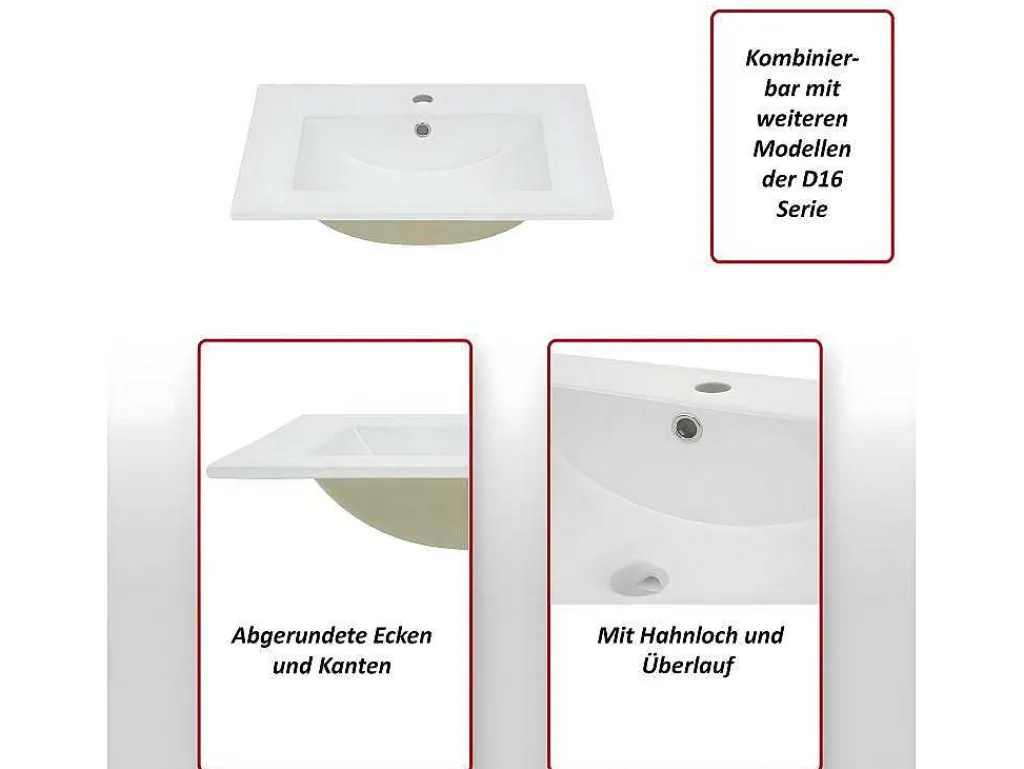 Wastafel Mcw-D16, 61Cm 30Mm Rand-Vente-unique Outlet
