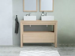 Wastafelmeubel Met Dubbele Opzetwastafel - Eikenfineer - 120 Cm - Cosmoti-Vente-unique Hot