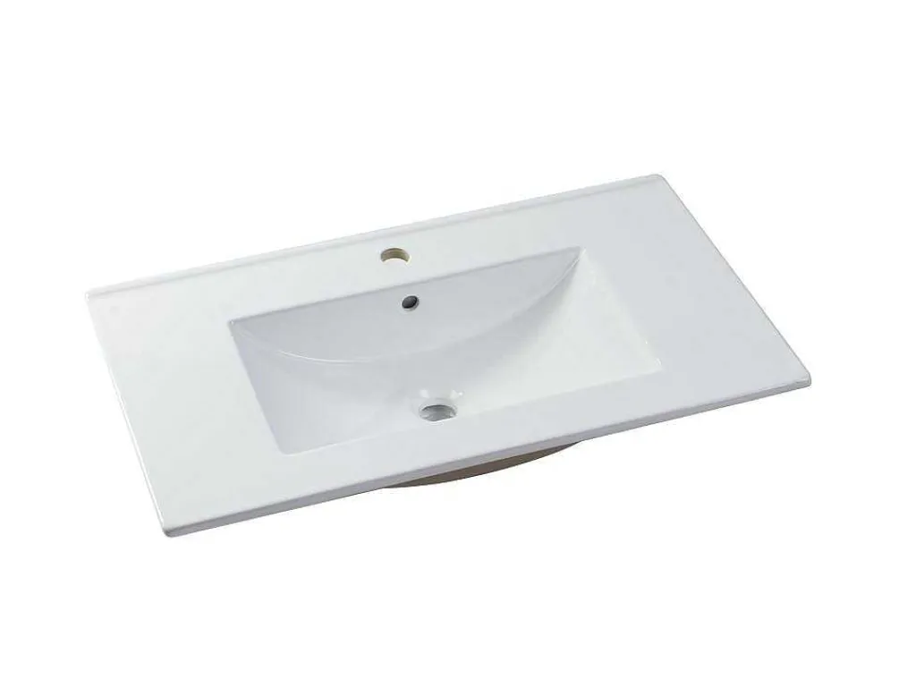 Wastafelmeubel Met Inbouwwastafel - Eikenfineer - 80 Cm - Cosmoti-Vente-unique New