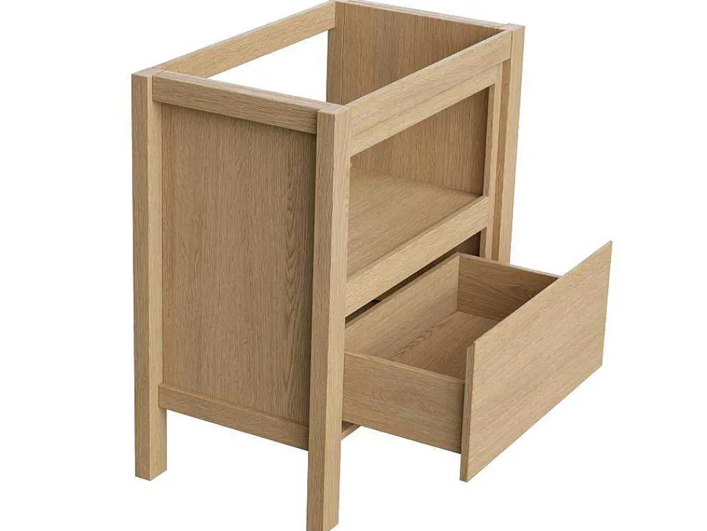 Wastafelmeubel Met Opbergvak - Eikenfineer - 80 Cm - Cosmoti-Vente-unique