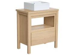 Wastafelmeubel Met Opzetwastafel - Eikenfineer - 80 Cm - Cosmoti-Vente-unique Online