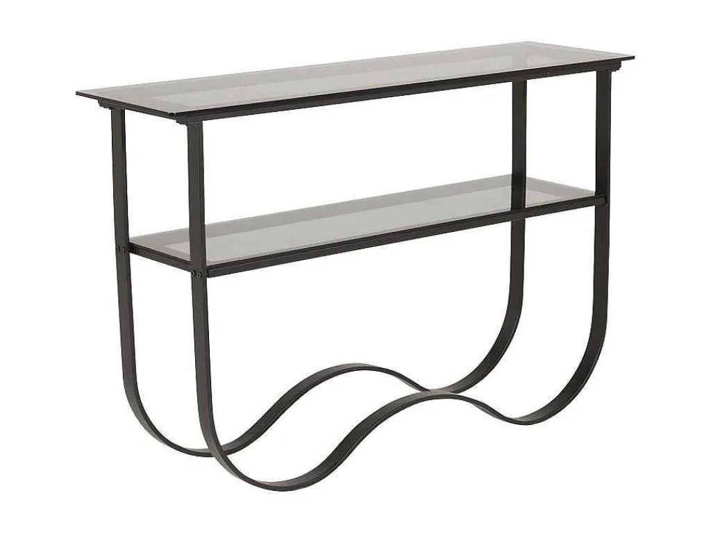 Wavy Sidetable Met Plank 34X117 Cm Zwart.-Furniture Fashion Online