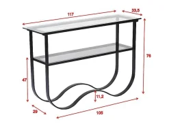 Wavy Sidetable Met Plank 34X117 Cm Zwart.-Furniture Fashion Online