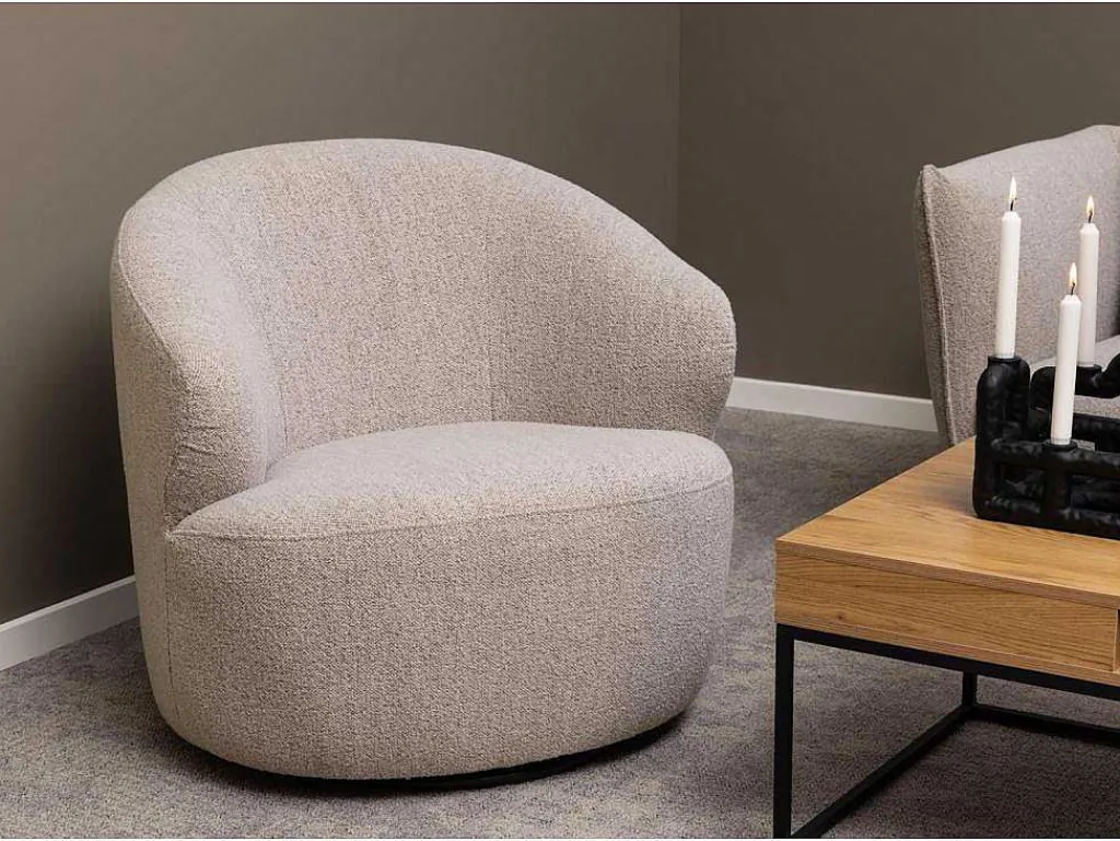 West Fauteuil Draaifunctie, Terugkeer Beige.-Vente-unique Outlet