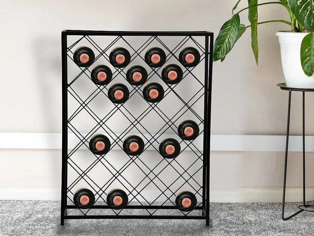 Wijnfleshouder Voor 32 Flessen - L55 X H71 Cm - Metaal - Zwart - Bolinar-OZAIA Outlet