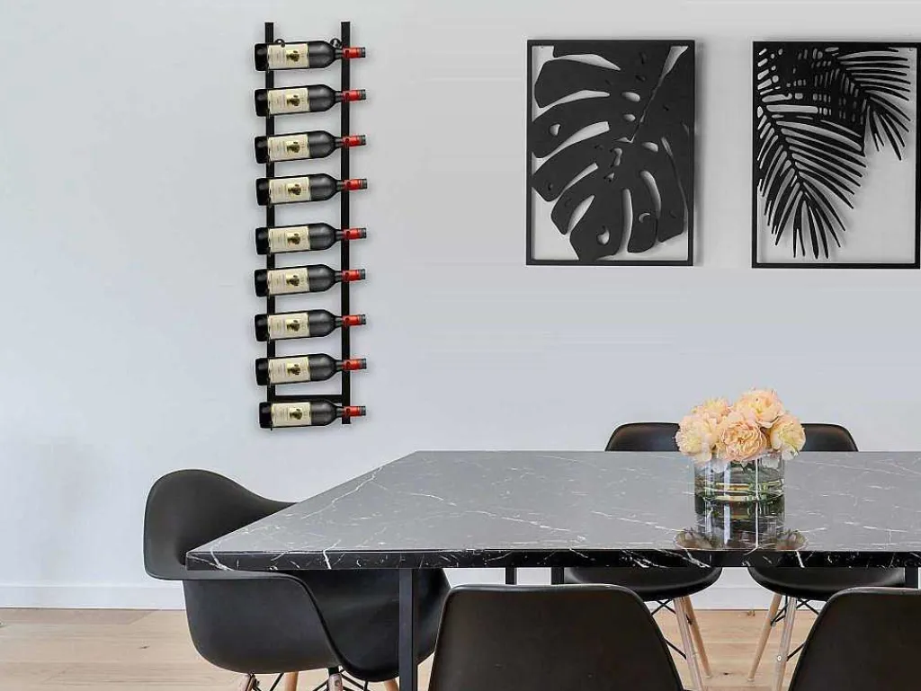 Wijnfleshouder Voor 9 Flessen - L19 X H92 Cm - Metaal - Zwart - Routal-OZAIA Online