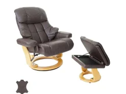 Windsor Xxl Relaxfauteuil Met Kruk, Bruin, Natuurlijk Bruin-Vente-unique Discount
