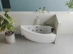 Wit Asymmetrisch Bubbelbad - 1 Plaats - 160 X 75 Cm - Hoek Rechts - Tabana-Shower & Design New