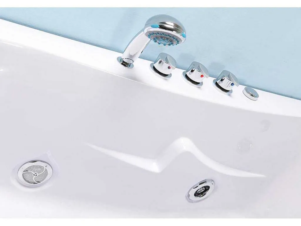 Wit Bubbelbad 180 X 120 Cm Chromotherapie 8 Jets Poppy-ELITESHOPPING Hot