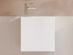 Witte Hangende Wastafel Van Solid Surface Met Nis - Kraan Links - 40 Cm - Pumori-Shower & Design Sale