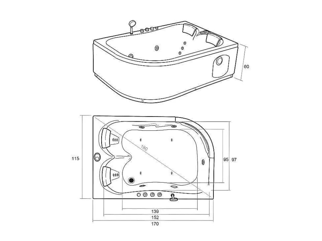 Witte Hottub 170 X 115 Cm Voor 2 Personen 15 Jets Dahlia-ELITESHOPPING Sale