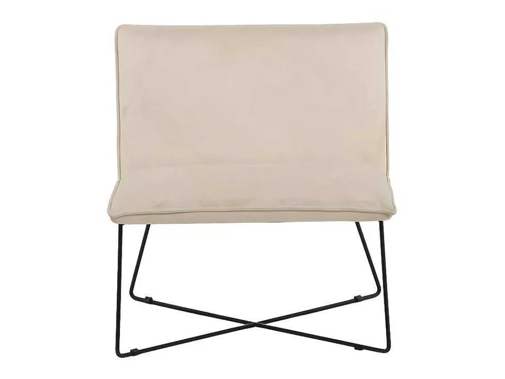 X-Lounge Fauteuil Velours Offwhite.-Vente-unique Best
