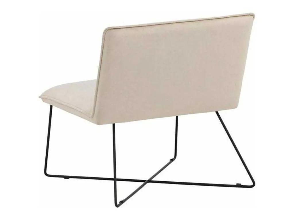 X-Lounge Fauteuil Velours Offwhite.-Vente-unique Best