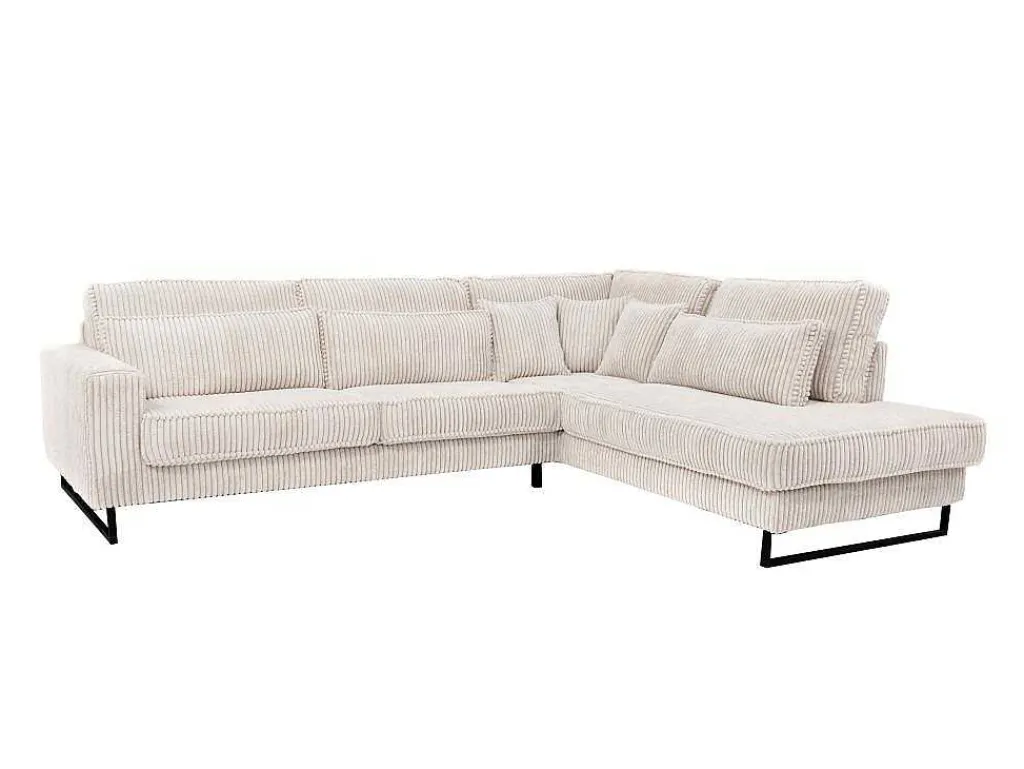Xxl Hoekbank Van Beige Ribfluweel Tessio Van Maison Cephy-Maison Céphy Outlet