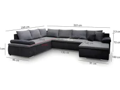 Xxl Hoekbedbank Omkeerbaar Van Kunstleer En Stof Dakota - Tweekleurig Zwart En Grijs-Vente-unique Clearance