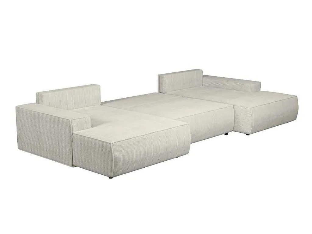Xxl Hoekslaapbank Van Beige Ribfluweel Amelia-Vente-unique Outlet