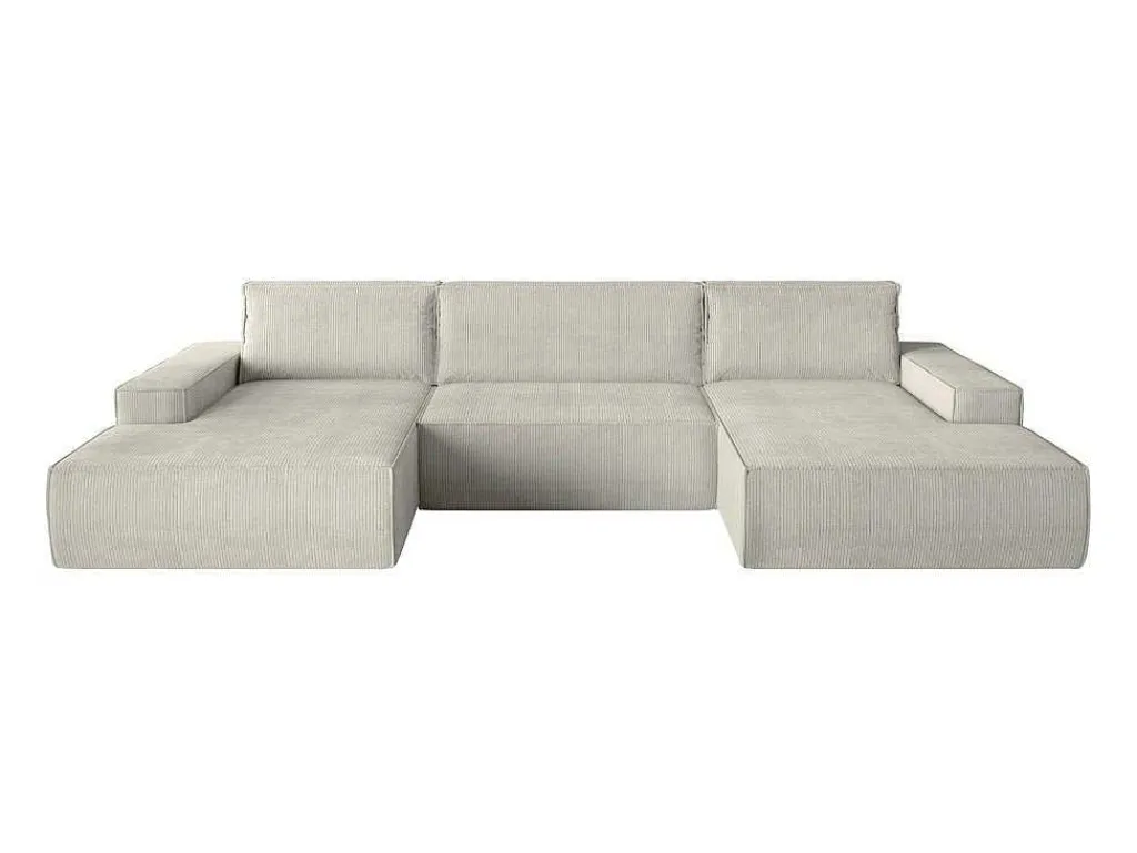 Xxl Hoekslaapbank Van Beige Ribfluweel Amelia-Vente-unique Outlet