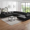 Xxl Zevenzitsbank Hoogwaardig Leer Donatello Ii - Zwart - Hoek Rechts-LINEA SOFA