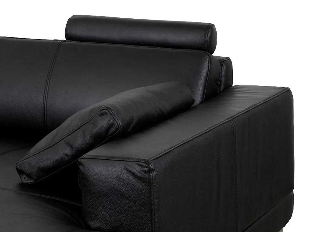 Xxl Zevenzitsbank Hoogwaardig Leer Donatello Ii - Zwart - Hoek Rechts-LINEA SOFA