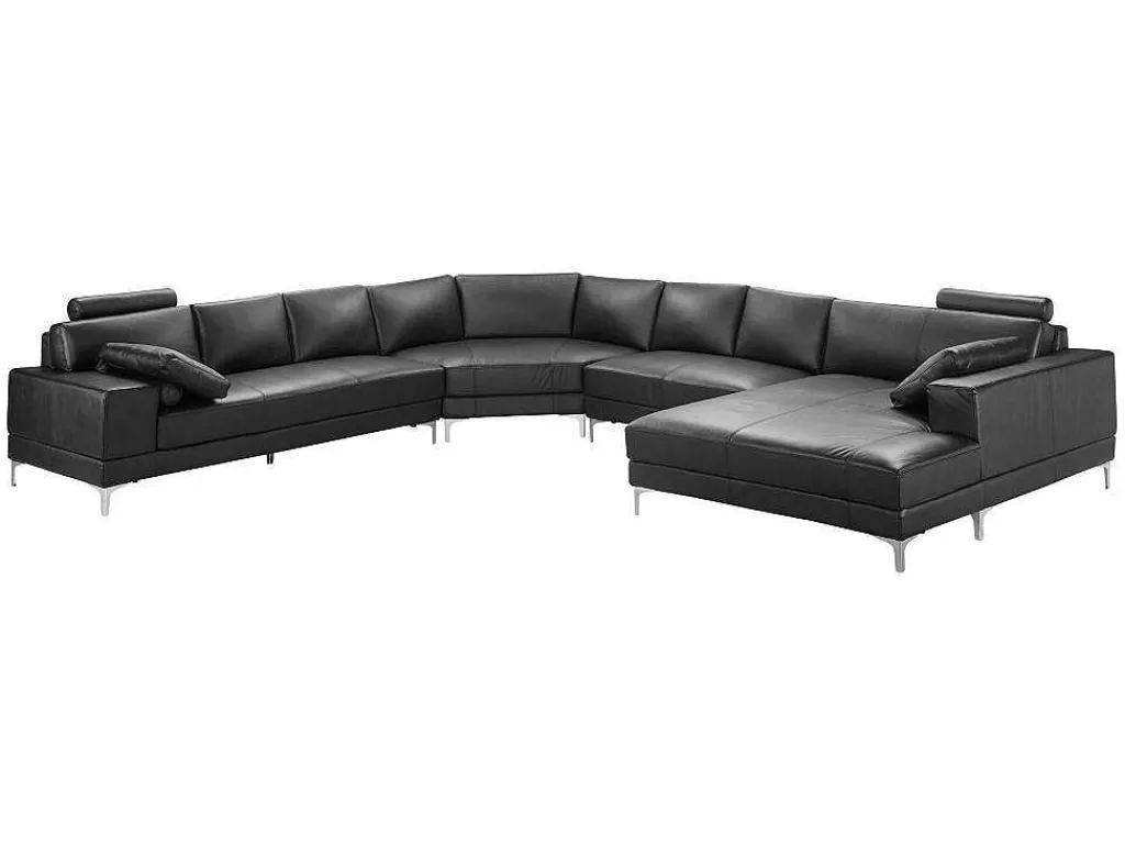 Xxl Zevenzitsbank Hoogwaardig Leer Donatello Ii - Zwart - Hoek Rechts-LINEA SOFA