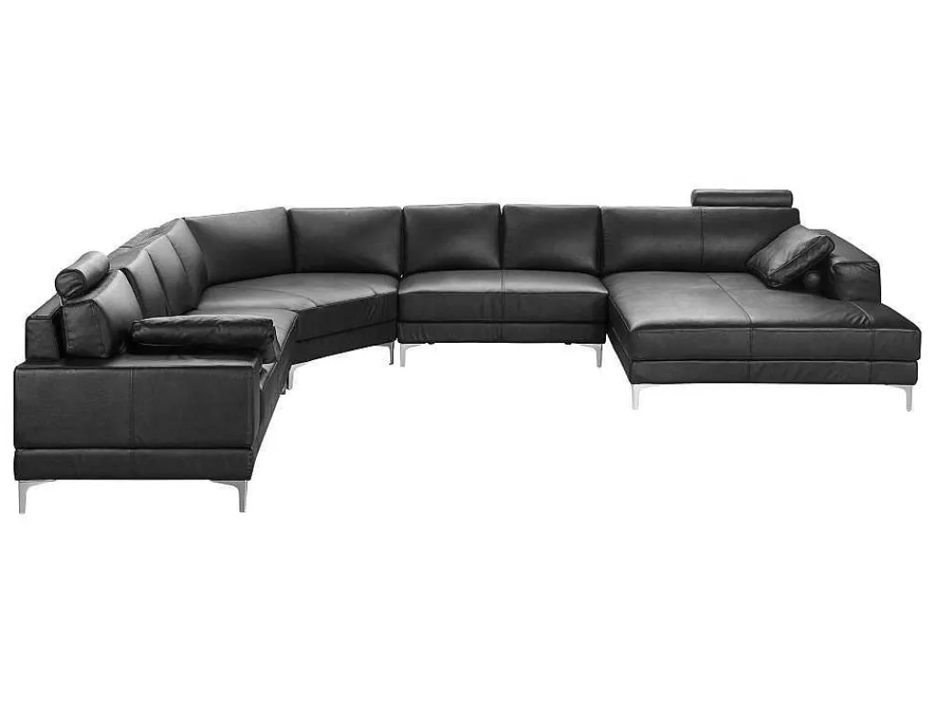 Xxl Zevenzitsbank Hoogwaardig Leer Donatello Ii - Zwart - Hoek Rechts-LINEA SOFA