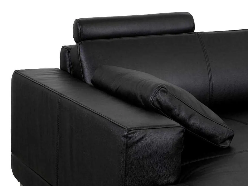 Xxl Zevenzitsbank Hoogwaardig Leer Donatello Ii - Zwart - Hoek Links-LINEA SOFA Discount