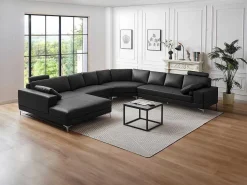 Xxl Zevenzitsbank Hoogwaardig Leer Donatello Ii - Zwart - Hoek Links-LINEA SOFA Discount