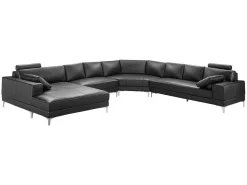 Xxl Zevenzitsbank Hoogwaardig Leer Donatello Ii - Zwart - Hoek Links-LINEA SOFA Discount