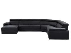 Xxl Zevenzitsbank Van Leer Elevanto - Zwart - Hoek Links-Vente-unique Outlet