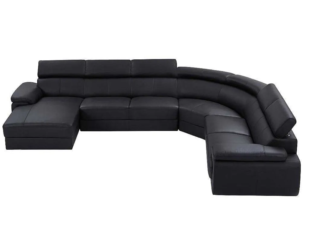 Xxl Zevenzitsbank Van Leer Elevanto - Zwart - Hoek Links-Vente-unique Outlet