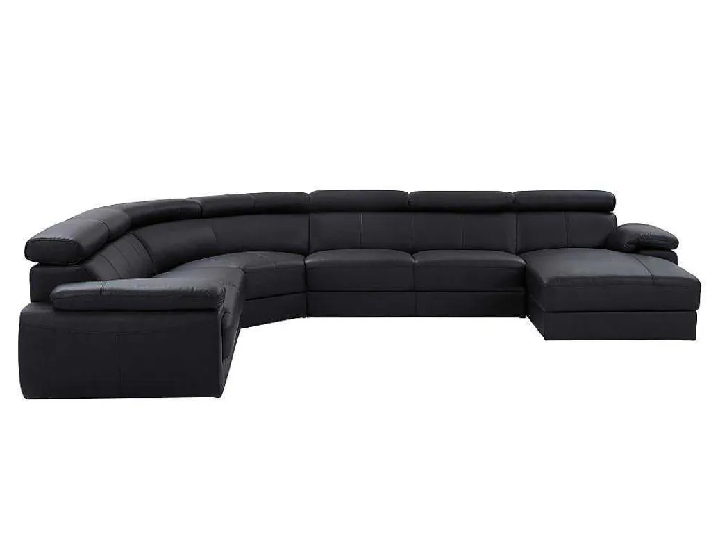 Xxl Zevenzitsbank Van Leer Elevanto - Zwart - Hoek Rechts-Vente-unique Discount