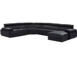 Xxl Zevenzitsbank Van Leer Elevanto - Zwart - Hoek Rechts-Vente-unique Discount