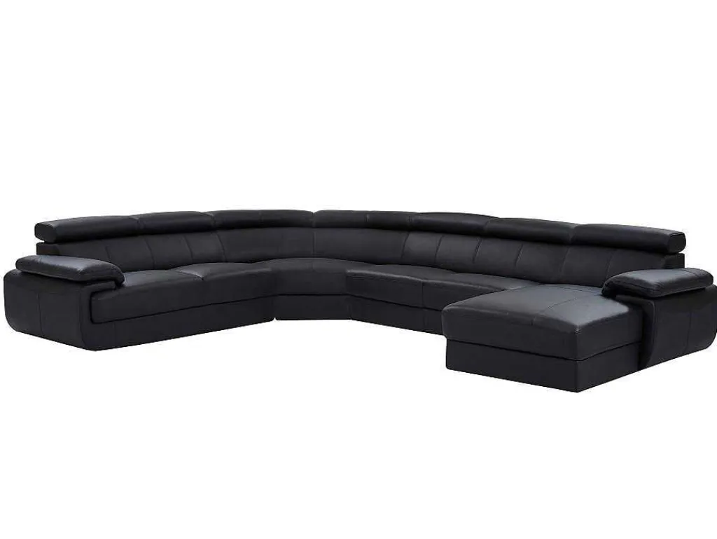 Xxl Zevenzitsbank Van Leer Elevanto - Zwart - Hoek Rechts-Vente-unique Discount