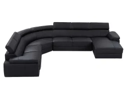 Xxl Zevenzitsbank Van Leer Elevanto - Zwart - Hoek Rechts-Vente-unique Discount