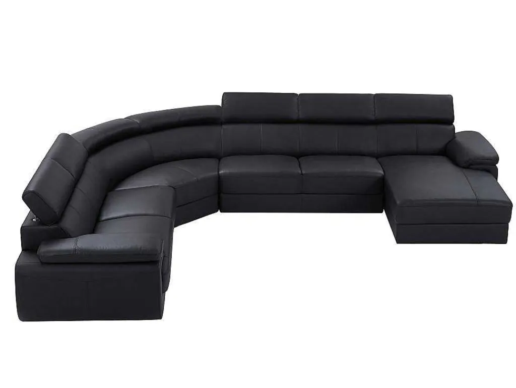 Xxl Zevenzitsbank Van Leer Elevanto - Zwart - Hoek Rechts-Vente-unique Discount