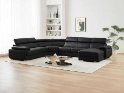 Xxl Zevenzitsbank Van Leer Elevanto - Zwart - Hoek Rechts-Vente-unique Discount